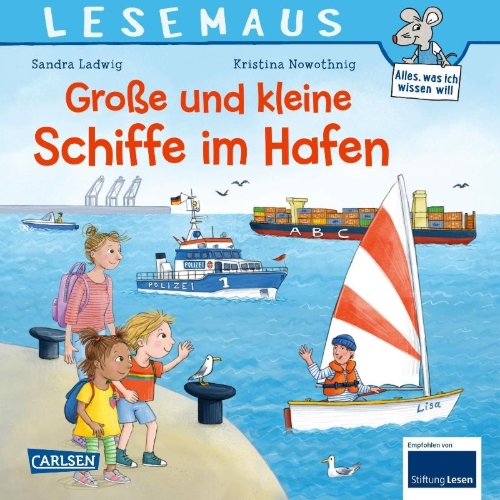 Buchcover und Innenansicht für das Buch: LESEMAUS 75: Große und kleine Schiffe im Hafen