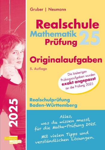 Buchcover und Innenansicht für das Buch: Mathematik-Prüfung 2025 Originalaufgaben Realschule Baden-Württemberg