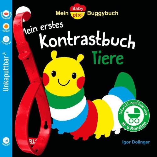 Buchcover und Innenansicht für das Buch: Baby Pixi (unkaputtbar) 163: Mein Baby-Pixi-Buggybuch: Mein erstes Kontrastbuch Tiere ab 6 Monaten