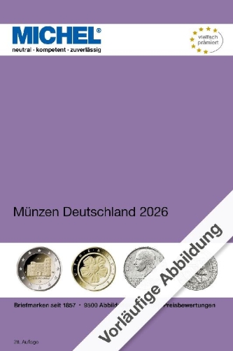 Buchcover und Innenansicht für das Buch: Münzen Deutschland 2026
