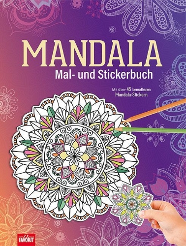 Buchcover und Innenansicht für das Buch: Mandala Mal- und Stickerbuch