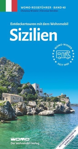 Buchcover und Innenansicht für das Buch: Entdeckertouren mit dem Wohnmobil Sizilien