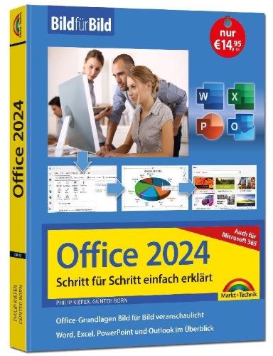 Buchcover und Innenansicht für das Buch: Office 2024 und Microsoft 365