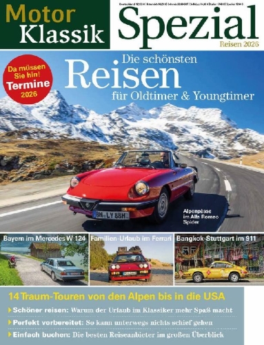 Buchcover und Innenansicht für das Buch: Motor Klassik Spezial Die schönsten Reisen für Oldtimer & Youngtimer
