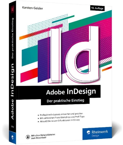 Buchcover und Innenansicht für das Buch: Adobe InDesign