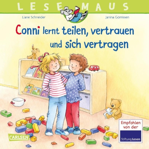 Buchcover und Innenansicht für das Buch: LESEMAUS 97: Conni lernt teilen, vertrauen und sich vertragen