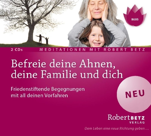Buchcover und Innenansicht für das Buch: Befreie deine Ahnen, deine Familie und dich - Meditations-CD