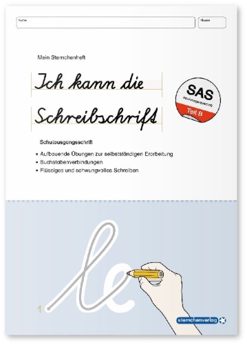 Buchcover und Innenansicht für das Buch: Ich kann die Schreibschrift - Schulausgangsschrift SAS - Übungsheft zu den Buchstabenverbindungen