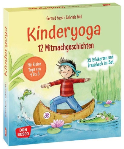 Buchcover und Innenansicht für das Buch: 12 Kinderyoga-Mitmachgeschichten