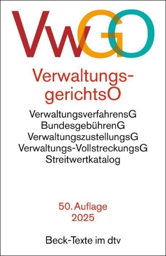 Buchcover und Innenansicht für das Buch: Verwaltungsgerichtsordnung, Verwaltungsverfahrensgesetz. VwGO