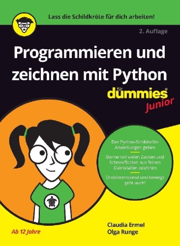 Buchcover und Innenansicht für das Buch: Programmieren und zeichnen mit Python für Dummies Junior