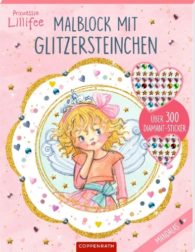 Buchcover und Innenansicht für das Buch: Malblock mit Glitzersteinchen: Mandalas