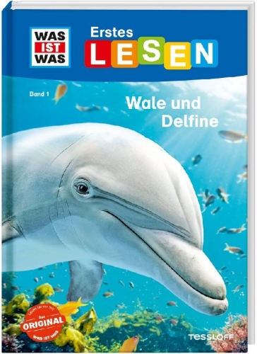 Buchcover und Innenansicht für das Buch: WAS IST WAS Erstes Lesen Band 1. Wale und Delfine
