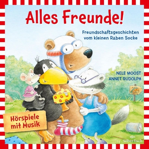 Buchcover und Innenansicht für das Buch: Alles Freunde! (Der kleine Rabe Socke)