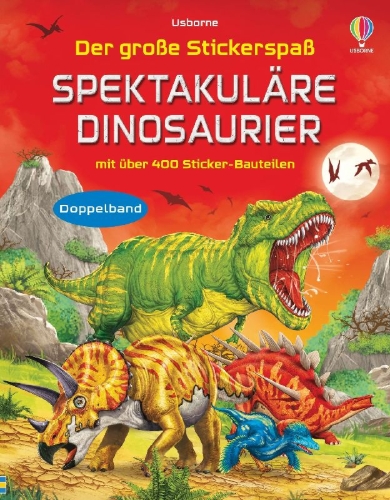 Buchcover und Innenansicht für das Buch: Der große Stickerspaß: Spektakuläre Dinosaurier