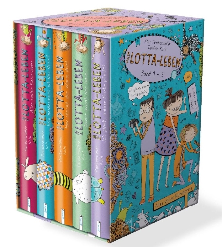 Buchcover und Innenansicht für das Buch: Mein Lotta-Leben 01-05. Im Schuber