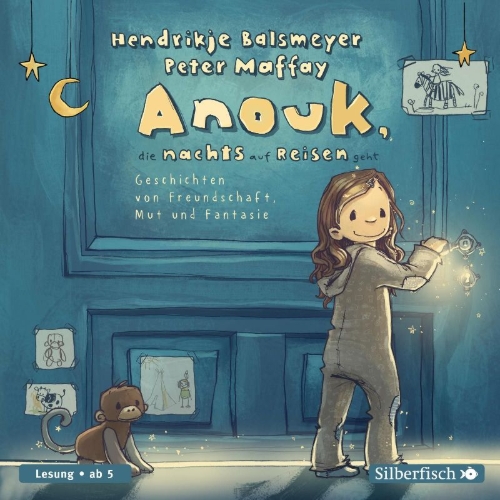 Buchcover und Innenansicht für das Buch: Anouk, die nachts auf Reisen geht