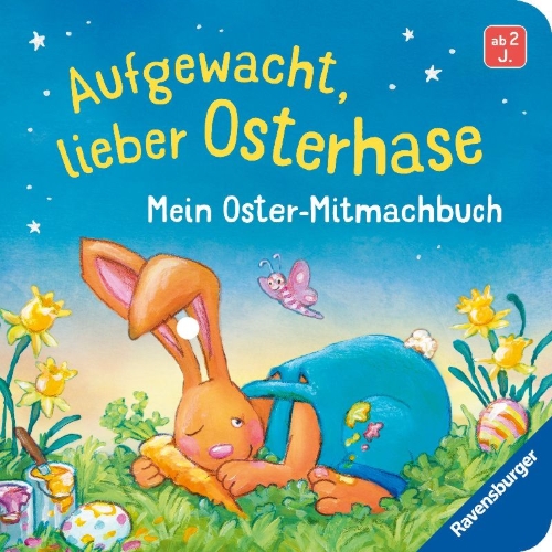Buchcover und Innenansicht für das Buch: Aufgewacht, lieber Osterhase: Mein Oster-Mitmachbuch