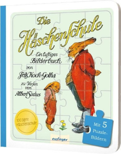 Buchcover und Innenansicht für das Buch: Die Häschenschule: Ein lustiges Puzzlebuch