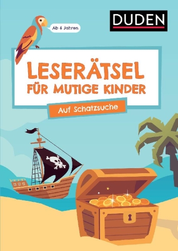 Buchcover und Innenansicht für das Buch: Leserätsel für mutige Kinder - Auf Schatzsuche - Ab 6 Jahren