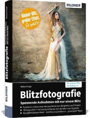 Buchcover und Innenansicht für das Buch: Blitzfotografie