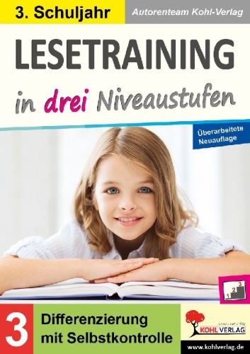 Buchcover und Innenansicht für das Buch: Lesetraining in drei Niveaustufen / Klasse 3
