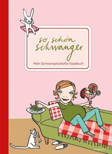 Buchcover und Innenansicht für das Buch: So schön schwanger. Mein Schwangerschafts-Tagebuch