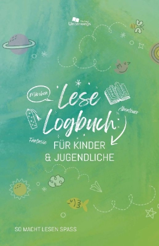 Buchcover und Innenansicht für das Buch: Unterwegs Lese-Logbuch für Kinder & Jugendliche