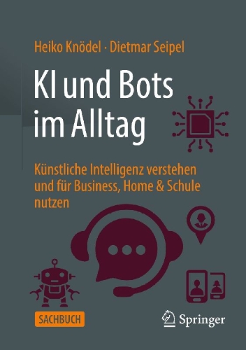 Buchcover und Innenansicht für das Buch: KI und Bots im Alltag
