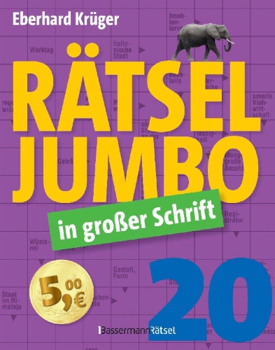 Buchcover und Innenansicht für das Buch: Rätseljumbo in großer Schrift 20