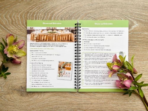 Buchcover und Innenansicht für das Buch: 100 Hochzeit-Checklisten: Das ultimative Buch für die stressfreie Hochzeitsplanung