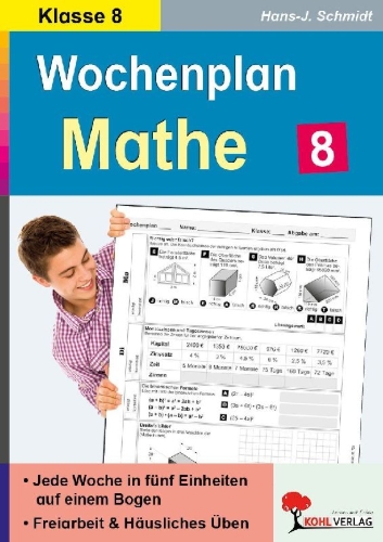 Buchcover und Innenansicht für das Buch: Wochenplan Mathe / Klasse 8