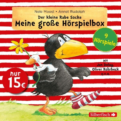 Buchcover und Innenansicht für das Buch: Der kleine Rabe Socke - Meine große Hörspielbox (9 Hörspiele)