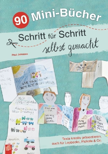 Buchcover und Innenansicht für das Buch: 90 Mini-Bücher Schritt für Schritt selbst gemacht