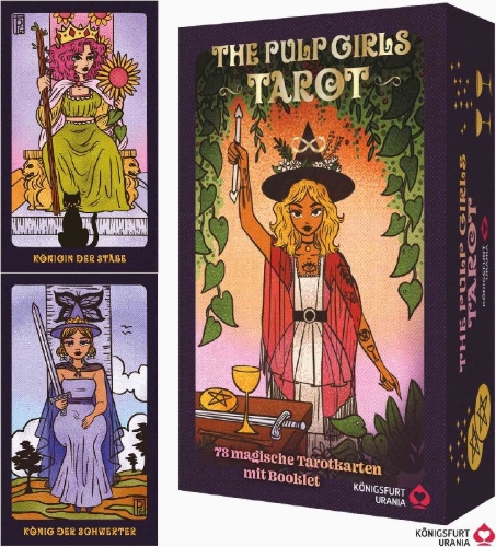 Buchcover und Innenansicht für das Buch: The Pulp Girls Tarot - Connecte dich mit deiner Intuition