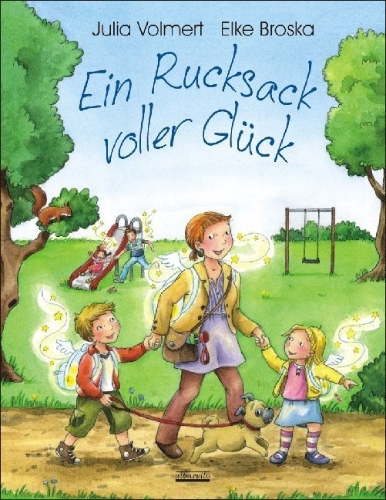 Buchcover und Innenansicht für das Buch: Ein Rucksack voller Glück