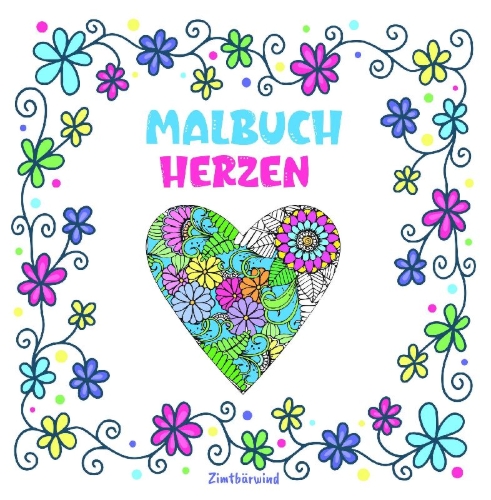 Buchcover und Innenansicht für das Buch: Mandala Malbuch für Erwachsene und Kinder ab 10 Jahren mit Blumen und Herzen