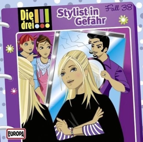 Buchcover und Innenansicht für das Buch: Die drei !!! 38. Stylist in Gefahr (drei Ausrufezeichen)