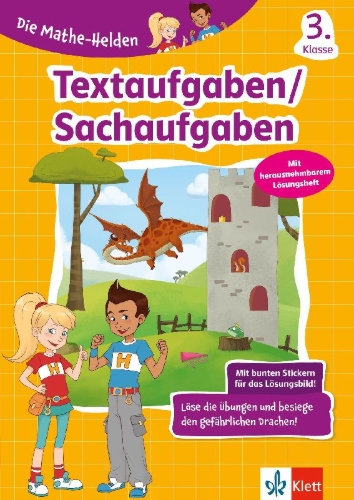 Buchcover und Innenansicht für das Buch: Die Mathe-Helden Textaufgaben 3. Klasse