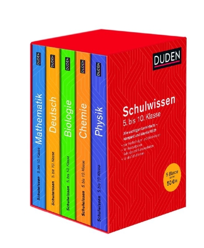 Buchcover und Innenansicht für das Buch: Duden Schulwissen 5. bis 10. Klasse 5 Bände