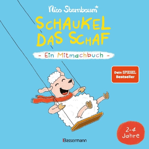 Buchcover und Innenansicht für das Buch: Schaukel das Schaf - Ein Mitmachbuch zum Schütteln, Schaukeln, Pusten, Klopfen und sehen, was dann passiert. Von 2 bis 4 Jahren