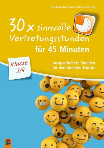 Buchcover und Innenansicht für das Buch: 30 x sinnvolle Vertretungsstunden für 45 Minuten - Klasse 3/4