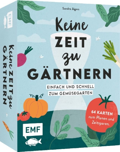 Buchcover und Innenansicht für das Buch: Kartenset: Keine Zeit zu gärtnern - 64 Karten - Einfach und schnell zum Gemüsegarten