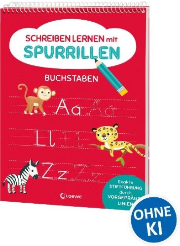 Buchcover und Innenansicht für das Buch: Schreiben lernen mit Spurrillen - Buchstaben