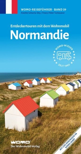 Buchcover und Innenansicht für das Buch: Entdeckertouren mit dem Wohnmobil Normandie