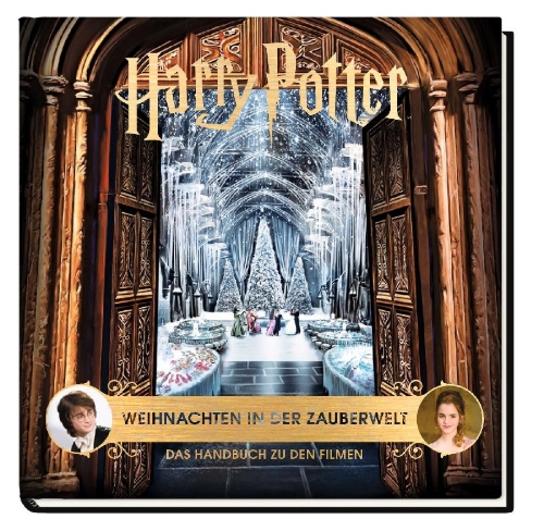 Buchcover und Innenansicht für das Buch: Harry Potter: Christmas at Hogwarts: Magical Movie Moments