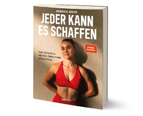 Buchcover und Innenansicht für das Buch: Jeder kann es schaffen - Schritt für Schritt zu mehr Kraft, Selbstvertrauen & Lebensfreude, Spiegelbestseller Fitness Buch mit Trainingsplänen, gesunden Rezepten, Abnehmen, Muskelaufbau, Motivation & Mindset für Frauen & Männer