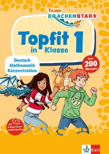 Buchcover und Innenansicht für das Buch: Team Drachenstark: Topfit in Klasse 1