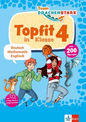 Buchcover und Innenansicht für das Buch: Team Drachenstark: Topfit in Klasse 4