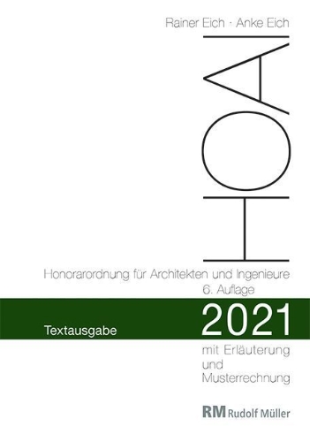 Buchcover und Innenansicht für das Buch: HOAI 2021 - Textausgabe Honorarordnung für Architekten und Ingenieure